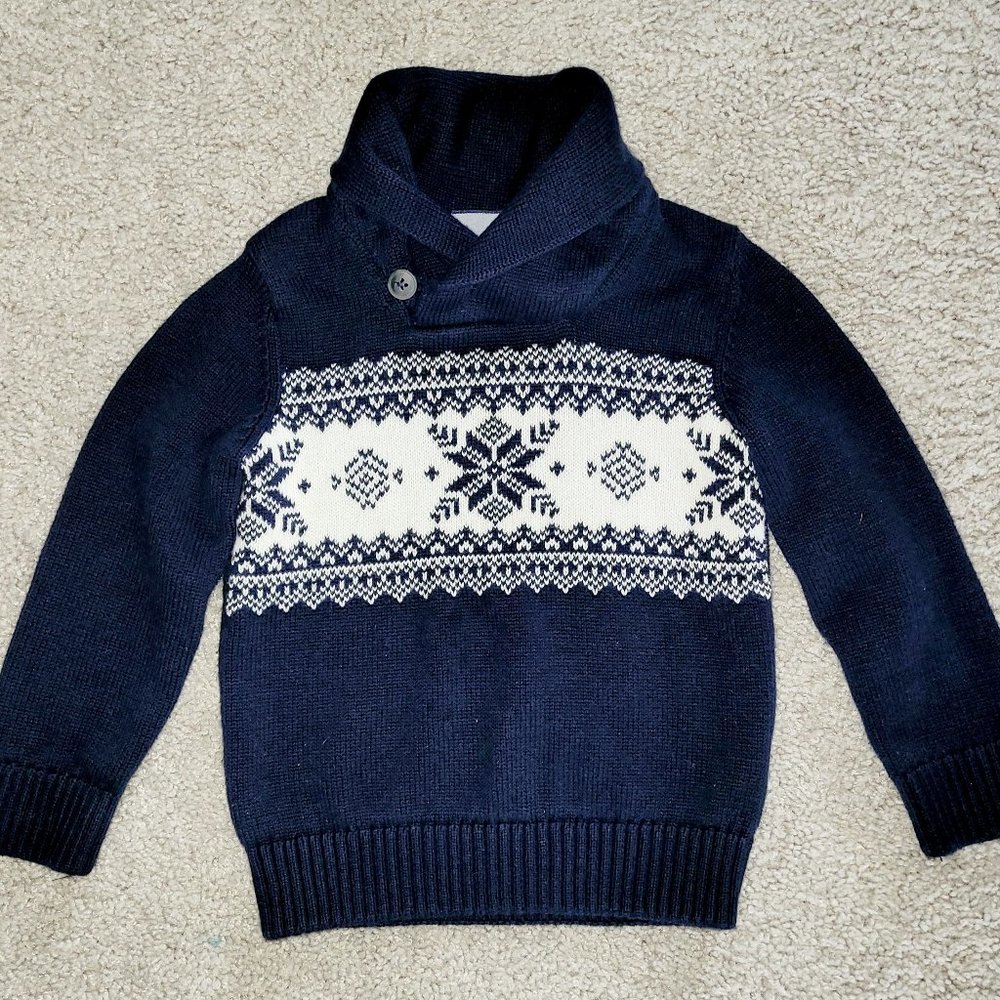 Children's Place Navy & White Nordic sweater 3T